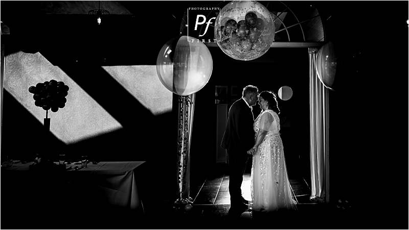 black and white wedding photo at stradey park hotel llanelli