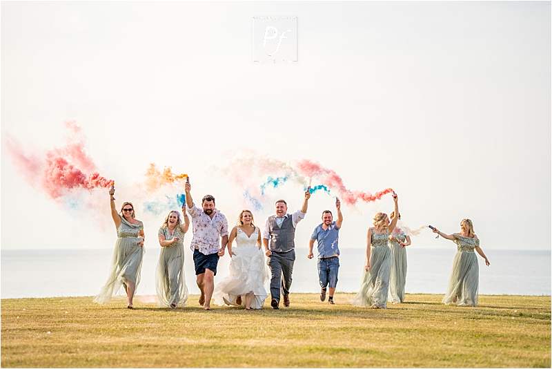 Smoke Bombs with Bridal Party