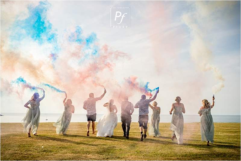 Smoke Bombs with Bridal Party