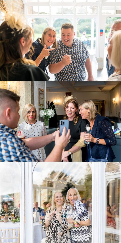 Bryngarw House Charm: Wedding guests mingling in the lush gardens during cocktail hour."