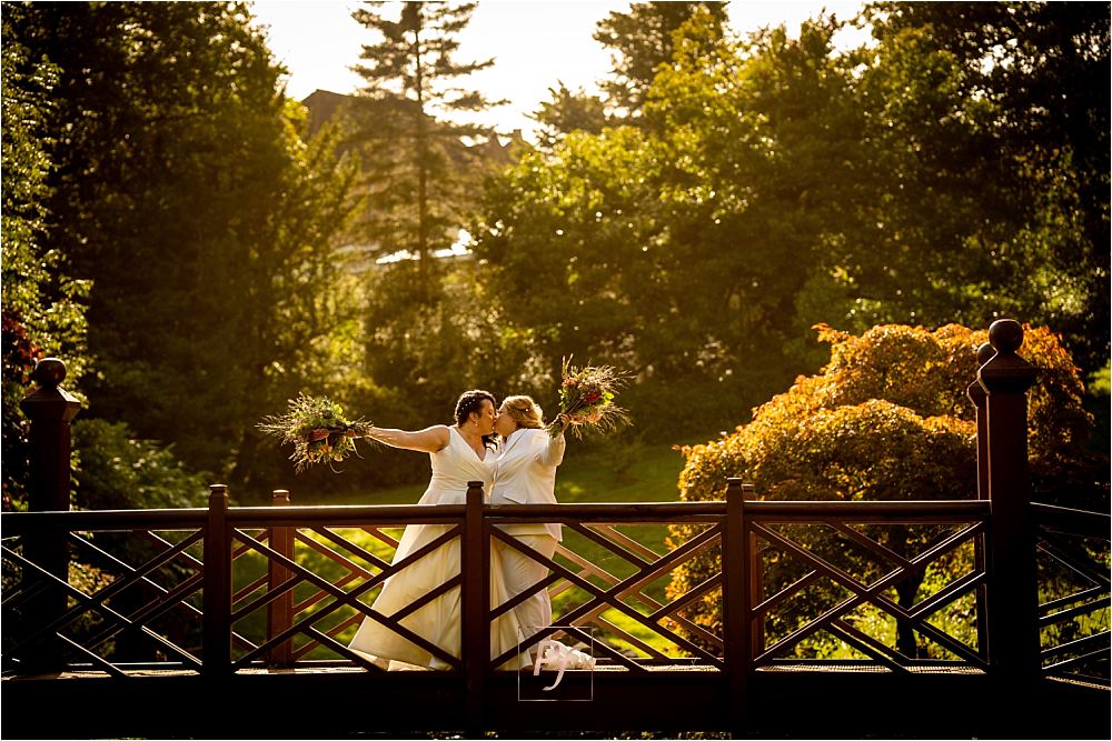 Golden house at the bridge at Bryngarw House Bridgend