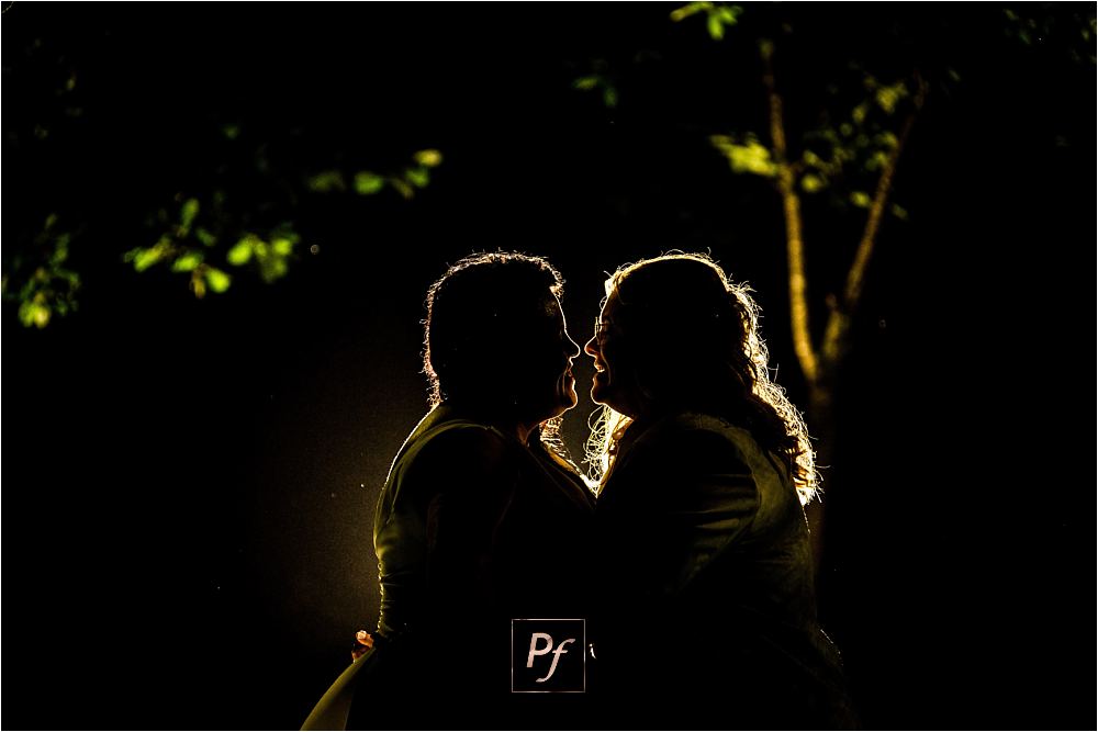 Silhouette of Brides in the evening