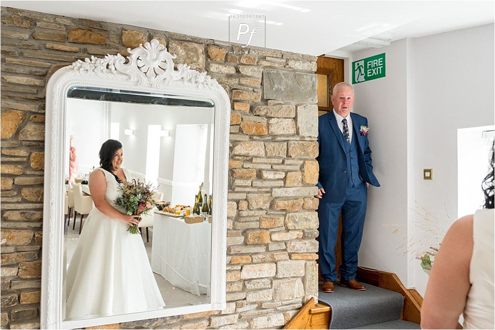Father of the bride reveal at Bryngarw House