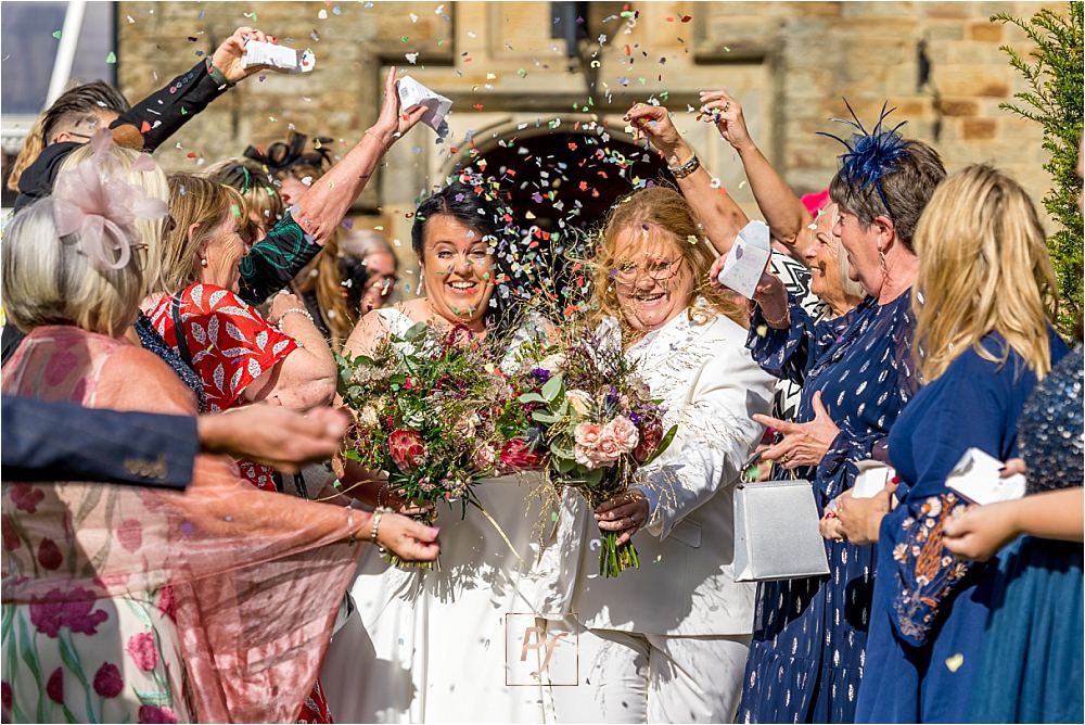 Confetti Outside Brngarw House, South Wales